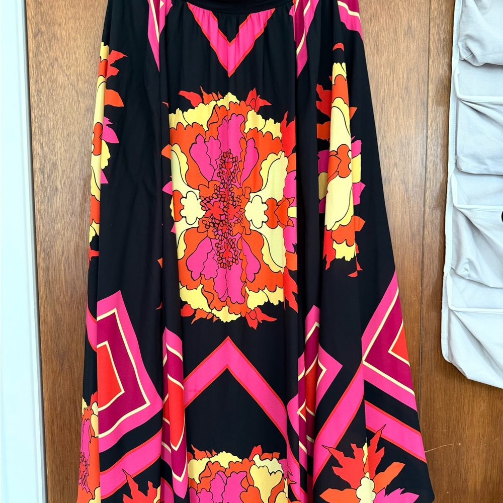New York & Company Black, Pink and Orange Maxi Skirt